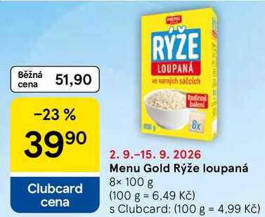 Menu Gold Rýže loupaná, 8x 100 g 