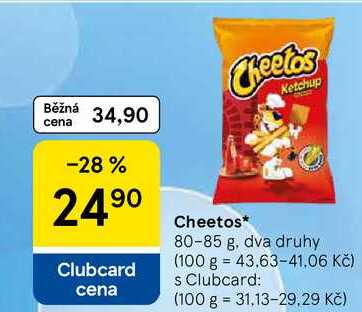 Cheetos, 80-85 g, dva druhy