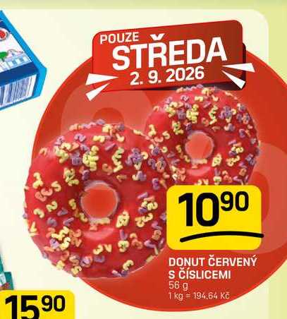 DONUT ČERVENÝ S ČÍSLICEMI 56 g