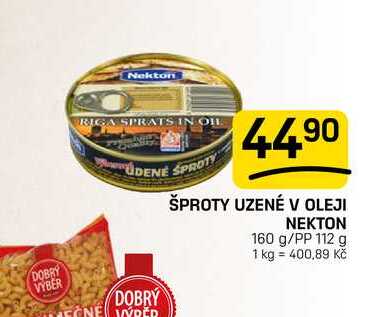 ŠPROTY UZENÉ V OLEJI NEKTON 160 g/PP 112 g