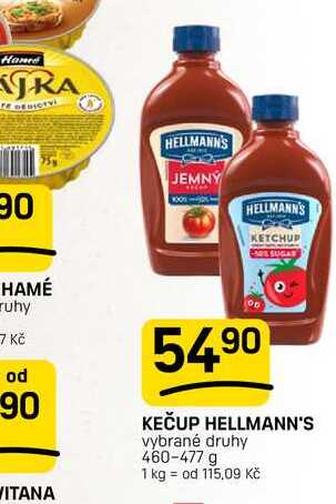 KEČUP HELLMANN'S vybrané druhy 460-477 g