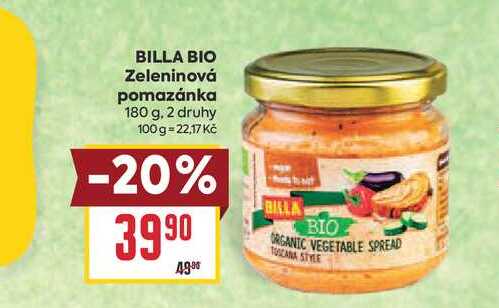 BILLA BIO Zeleninová pomazánka 180 g