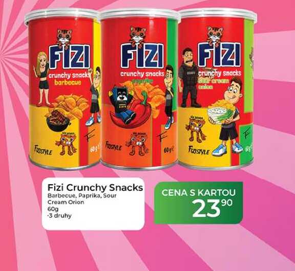 Fizi Crunchy Snacks Barbecue, Paprika, Sour Cream Orion 60g