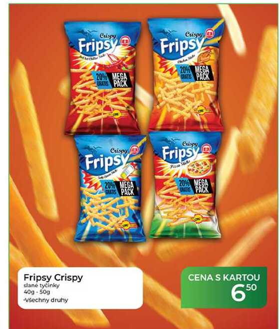 Fripsy Crispy slané tyčinky 40g-50g