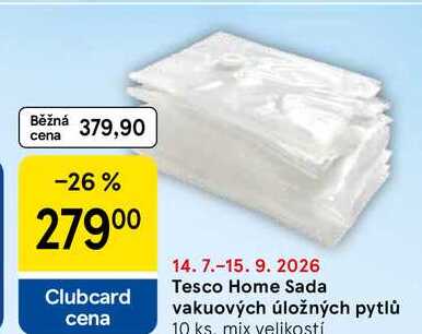 Tesco Home Sada vakuových úložných pytlů, 10 ks, mix velikostí