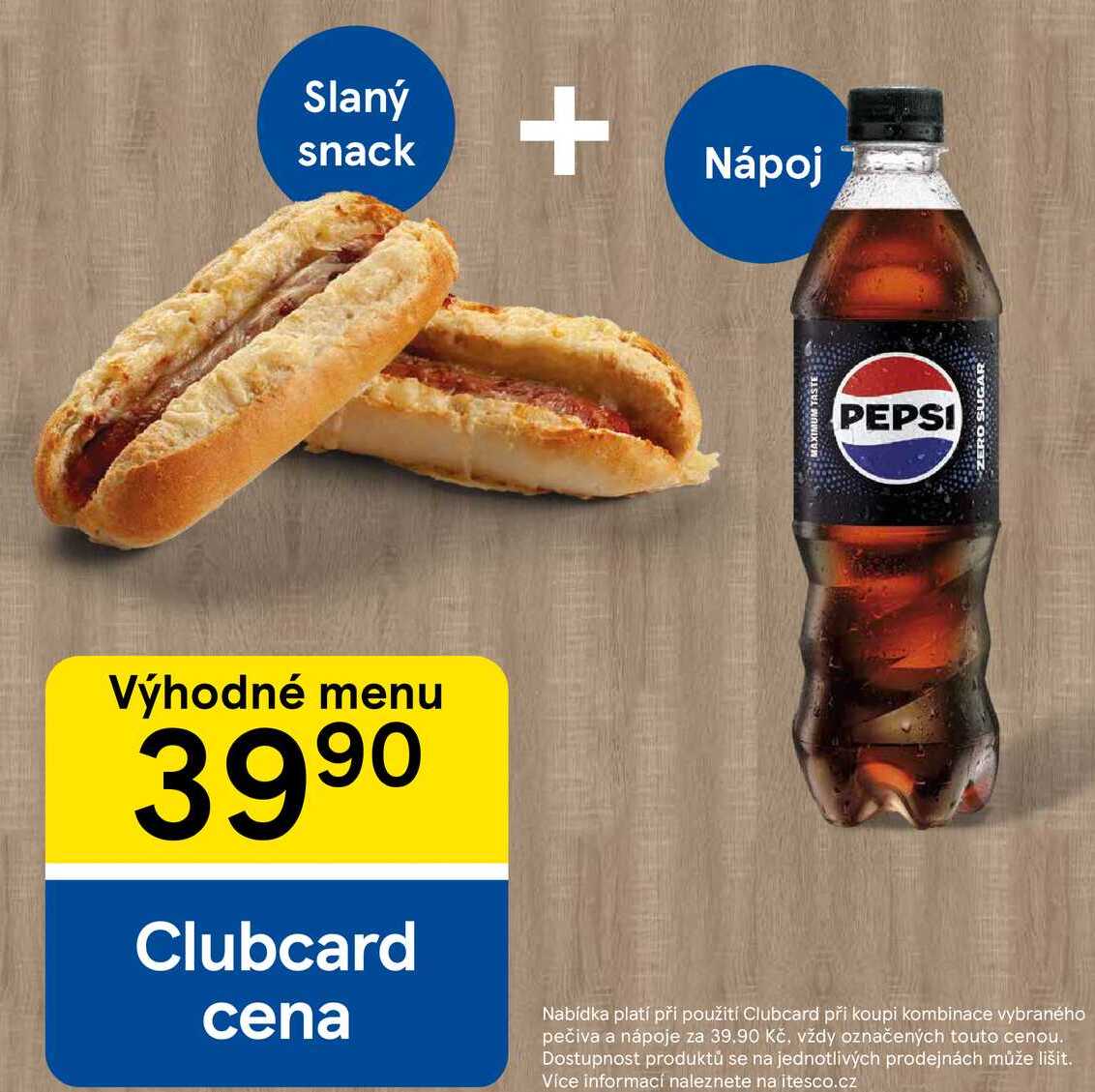 Výhodné menu, slaný snack + nápoj