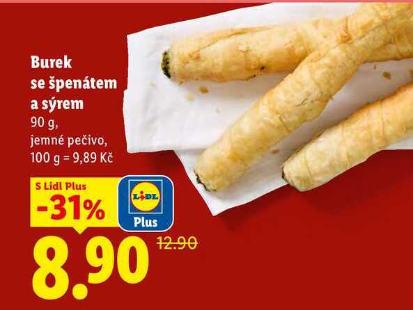 Burek se špenátem a sýrem, 90 g