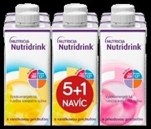 NUTRIDRINK balíček 5+1 (3× NUTRIDRINK s příchutí vanilkovou, 3× NUTRIDRINK s příchutí jahodovou)