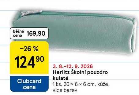 Herlitz Školní pouzdro kulaté, 20 x 6 x 6 cm, kůže, více barev, 1 ks