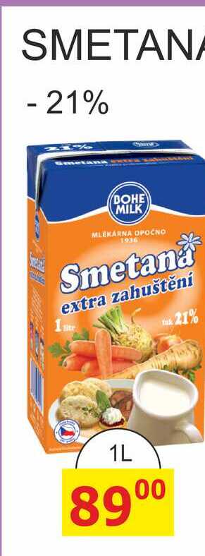 BOHE MILK SMETANA extra zahuštěná - 21% 1l