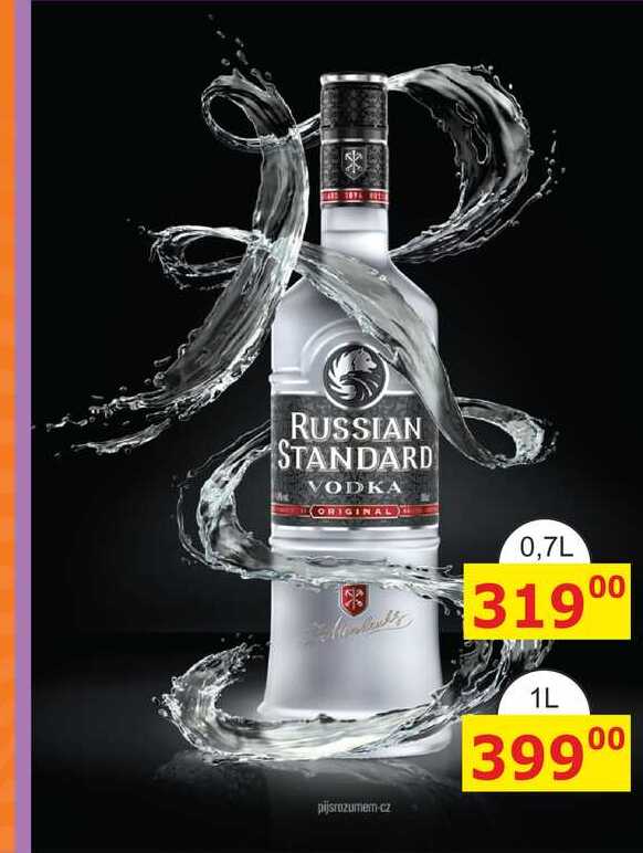 RUSSIAN STANDARD VODKA ORIGINAL 0,7L 31900 pijsrazumem.cz 1L 39900 