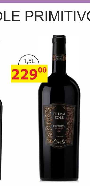 PRIMASOLE PRIMITIVO- ITÁLIE - víno červené - polosuché 1,5L