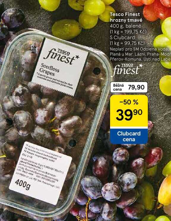 Tesco Finest hrozny tmavé, 400 g, balené  