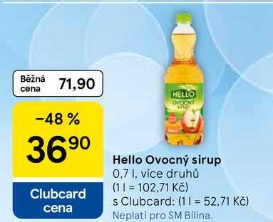 Hello Ovocný sirup, 0,7 l, více druhů