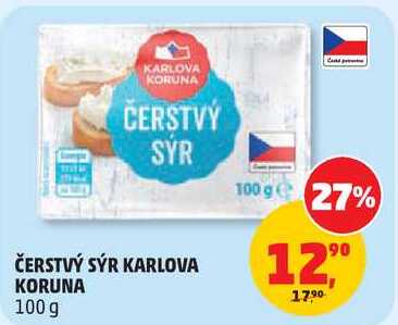 ČERSTVÝ SÝR KARLOVA KORUNA, 100 g
