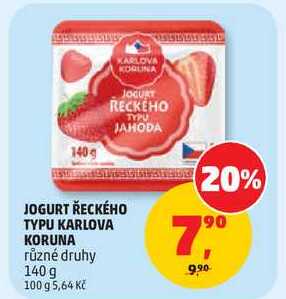 JOGURT ŘECKÉHO TYPU KARLOVA KORUNA různé druhy, 140 g