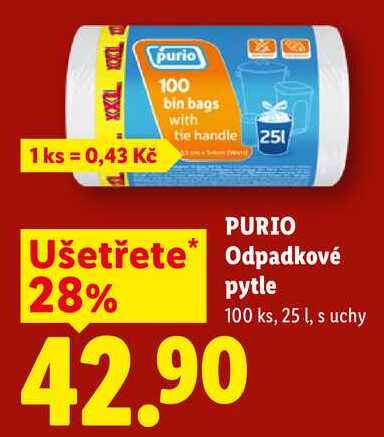 PURIO Odpadkové pytle, 100 ks