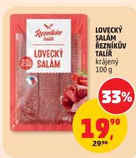 LOVECKÝ SALÁM ŘEZNÍKŮV TALÍŘ krájený, 100 g 