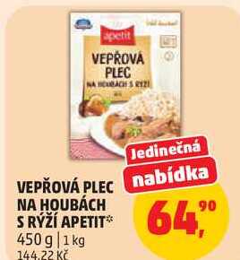 VEPŘOVÁ PLEC NA HOUBÁCH S RÝŽÍ APETIT, 450 g
