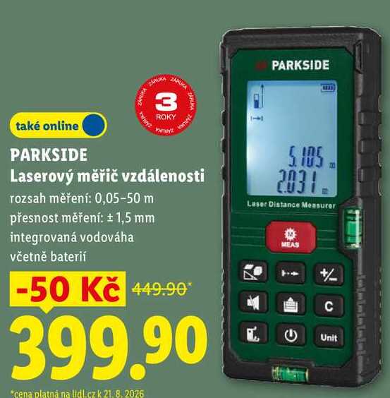 PARKSIDE Laserový měřič vzdálenosti