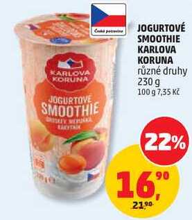JOGURTOVÉ SMOOTHIE KARLOVA KORUNA různé druhy, 230 g