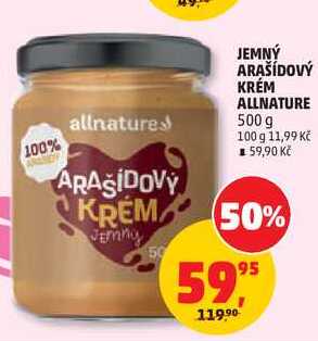 JEMNÝ ARAŠÍDOVÝ KRÉM ALLNATURE, 500 g