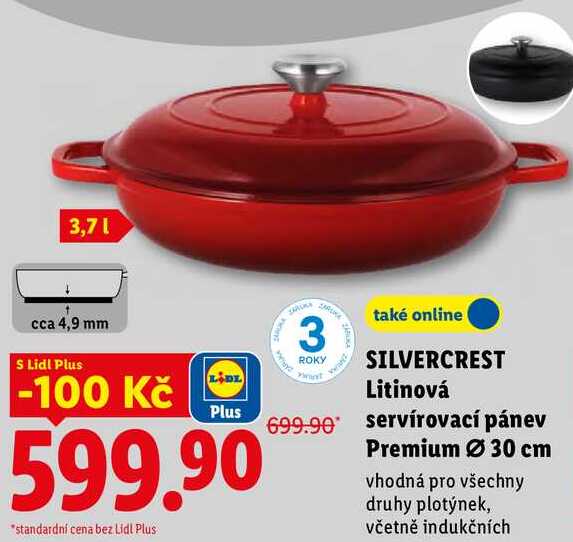 SILVERCREST Litinová servírovací pánev Premium Ø 30 cm