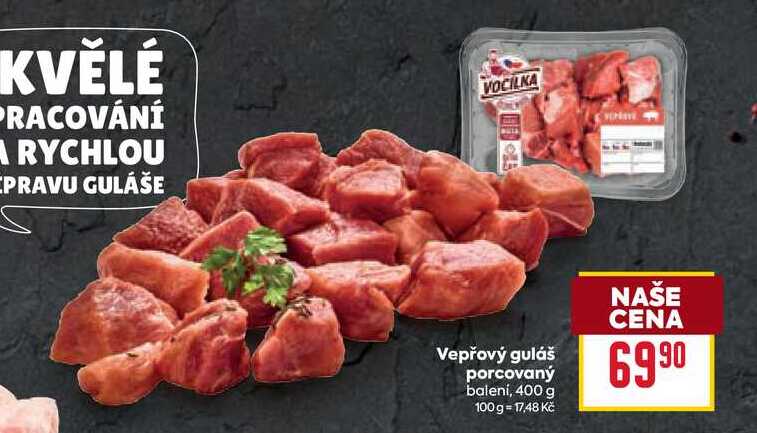 Vepřový guláš porcovaný balení, 400 g