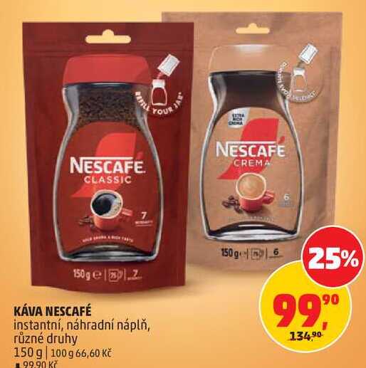KÁVA NESCAFÉ instantní, náhradní náplň, různé druhy, 150 g