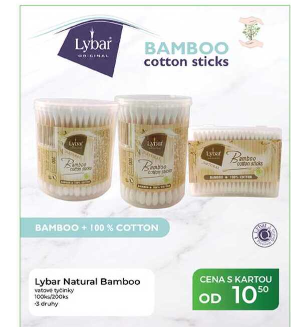 Lybar Natural Bamboo vatové tyčinky 100ks/200ks
