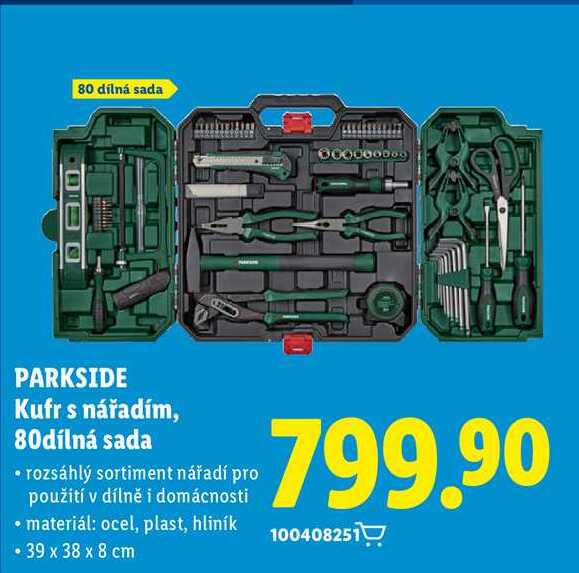 PARKSIDE Kufr s nářadím, 80dílná sada  