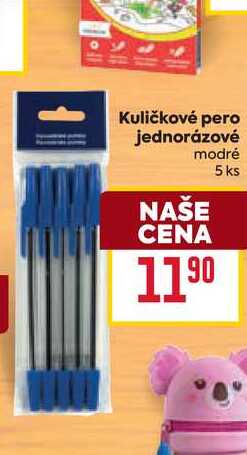 Kuličkové pero jednorázové modré 5 ks