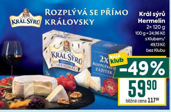 Král sýrů Hermelín 2x 120 g