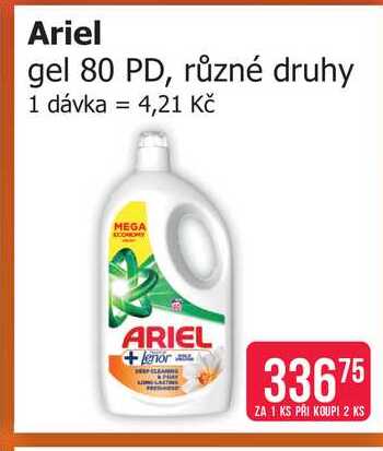Ariel gel 80 PD, různé druhy
