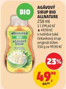 AGÁVOVÝ BIO SIRUP allnature, 250 ml