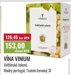VÍNA VINIUM, Veltlínské zelené, Modrý portugal, Tramín červený 31 