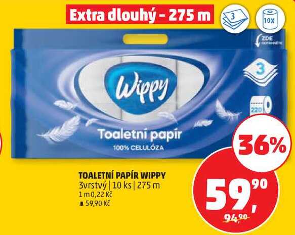 TOALETNÍ PAPÍR WIPPY 3vrstvý, 10 ks