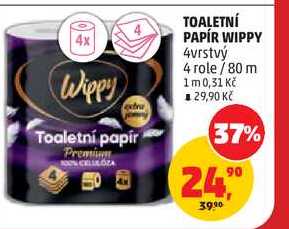 TOALETNÍ PAPÍR WIPPY, 4vrstvý, 4 role/80 m