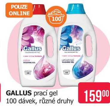 GALLUS prací gel 100 dávek, různé druhy