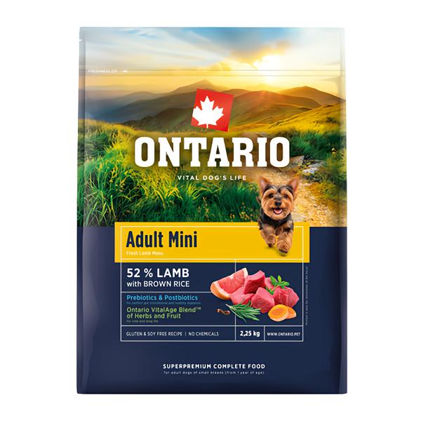 Ontario Krmivo Mini Lamb & Brown Rice pro dospělé psy