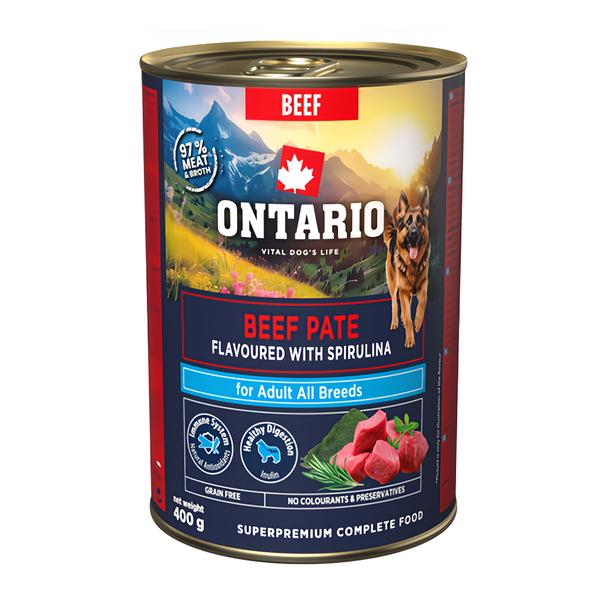 Ontario Konzerva Adult hovězí pate s příchutí spiruliny pro psy