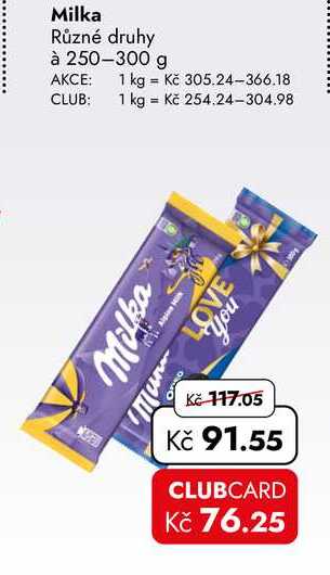 Milka Různé druhy à 250-300 g