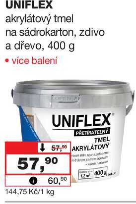 UNIFLEX akrylátový tmel na sádrokarton, zdivo a dřevo, 400 g