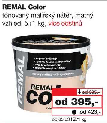 REMAL Color tónovaný malířský nátěr, matný vzhled, 5+1 kg