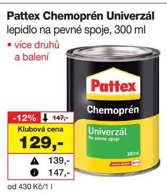 Pattex Chemoprén Univerzál lepidlo na pevné spoje, 300 ml