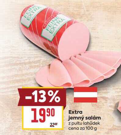 Extra jemný salám z pultu lahůdek cena za 100 g 