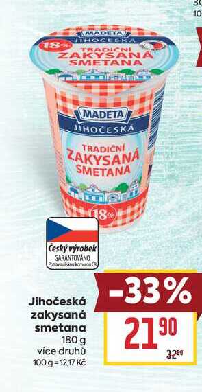 Jihočeská zakysaná smetana 180 g