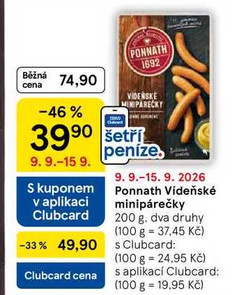 Ponnath Vídeňské minipárečky, 200 g
