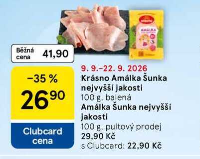 Krásno Amálka Šunka nejvyšší jakosti, 100 g, balená