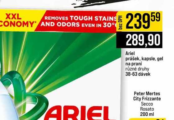Ariel prášek, kapsle, gel na praní různé druhy 38-63 dávek
